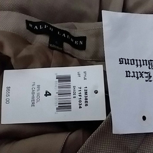 Ralph Lauren Wool Pants 4 Black Label Beige NWT - Picture 8 of 8